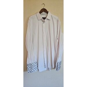 Statement Confidence Mens 3XL White Textured Dress Shirt Paisley French Cuffs